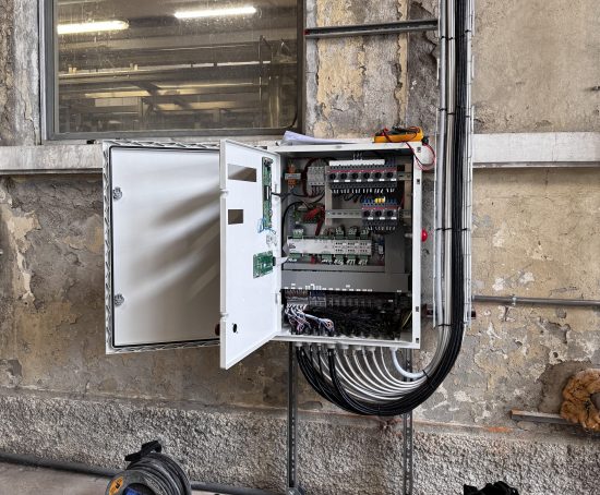 Internal detail of the panel with ECpro, mFan modules and prepared wiring.